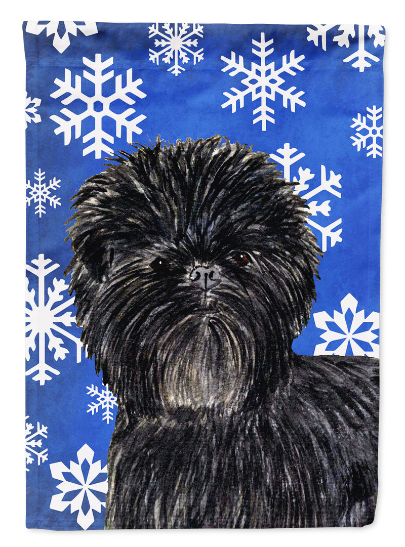 Affenpinscher Winter Snowflakes Holiday Flag Garden Size