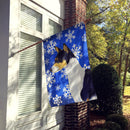 Basenji Winter Snowflakes Holiday House Flag 28x40 Porch Sleeve Pole Decorative Outside Yard Banner Artwork Wall Hanging, Polyester