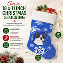 Boston Terrier Winter Snowflakes Holiday Holiday Stocking Double-Sided Print, Polyester Suede,11x18, Made in USA