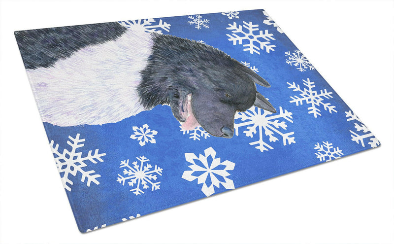 Akita Winter Snowflakes Holiday Glass Cutting Boards – Durable, Decorative Kitchen Art Large