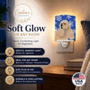 Cocker Spaniel Winter Snowflakes Holiday Ceramic Night Light Compact, UL-Certified, Ideal for Bedroom, Bathroom, Nursery, Hallway, Kitchen, 6x4x3, Multicolor