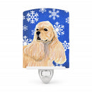Cocker Spaniel Winter Snowflakes Holiday Ceramic Night Light Compact, UL-Certified, Ideal for Bedroom, Bathroom, Nursery, Hallway, Kitchen, 6x4x3, Multicolor