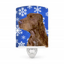Field Spaniel Winter Snowflakes Holiday Ceramic Night Light Compact, UL-Certified, Ideal for Bedroom, Bathroom, Nursery, Hallway, Kitchen, 6x4x3, Multicolor