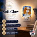 Cavalier Spaniel Winter Snowflakes Holiday Ceramic Night Light Compact, UL-Certified, Ideal for Bedroom, Bathroom, Nursery, Hallway, Kitchen, 6x4x3, Multicolor