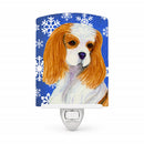 Cavalier Spaniel Winter Snowflakes Holiday Ceramic Night Light Compact, UL-Certified, Ideal for Bedroom, Bathroom, Nursery, Hallway, Kitchen, 6x4x3, Multicolor