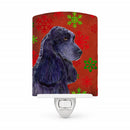 Cocker Spaniel Red Green Snowflakes Christmas Ceramic Night Light Compact, UL-Certified, Ideal for Bedroom, Bathroom, Nursery, Hallway, Kitchen, 6x4x3, Multicolor