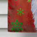 Borzoi Red and Green Snowflakes Holiday Christmas Flag Canvas House Size