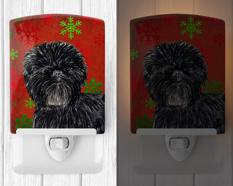 Affenpinscher Red Green Snowflakes Christmas Ceramic Night Light SS4718CNL