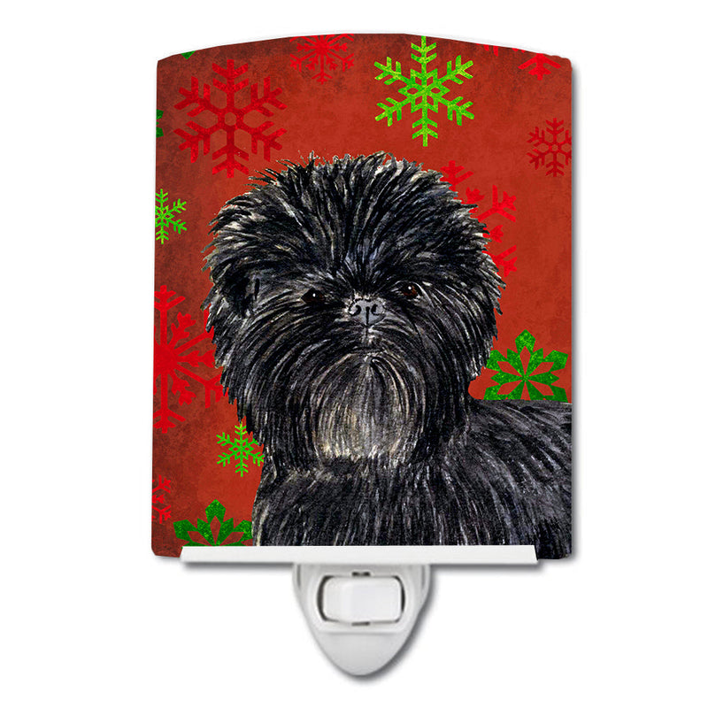 Affenpinscher Red Green Snowflakes Christmas Ceramic Night Light SS4718CNL