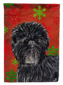 Affenpinscher Red Green Snowflakes Christmas Garden Flag – Decorative Outdoor Yard Flag