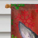 Chihuahua Red and Green Snowflakes Holiday Christmas House Flag 28x40 Porch Sleeve Pole Decorative Outside Yard Banner Artwork Wall Hanging, Polyester