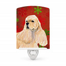 Buff Cocker Spaniel Red Green Snowflakes Christmas Ceramic Night Light Compact, UL-Certified, Ideal for Bedroom, Bathroom, Nursery, Hallway, Kitchen, 6x4x3, Multicolor