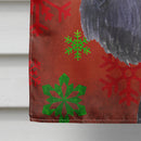 Schnauzer Red and Green Snowflakes Holiday Christmas House Flag 28x40 Porch Sleeve Pole Decorative Outside Yard Banner Artwork Wall Hanging, Polyester