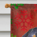 Rottweiler Red and Green Snowflakes Holiday Christmas House Flag 28x40 Porch Sleeve Pole Decorative Outside Yard Banner Artwork Wall Hanging, Polyester