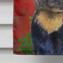 Rottweiler Red and Green Snowflakes Holiday Christmas House Flag 28x40 Porch Sleeve Pole Decorative Outside Yard Banner Artwork Wall Hanging, Polyester