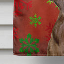 Field Spaniel Red and Green Snowflakes Holiday Christmas House Flag 28x40 Porch Sleeve Pole Decorative Outside Yard Banner Artwork Wall Hanging, Polyester