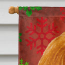 Cavalier Spaniel Red and Green Snowflakes Holiday Christmas House Flag 28x40 Porch Sleeve Pole Decorative Outside Yard Banner Artwork Wall Hanging, Polyester
