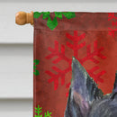 Scottish Terrier Red and Green Snowflakes Holiday Christmas House Flag 28x40 Porch Sleeve Pole Decorative Outside Yard Banner Artwork Wall Hanging, Polyester