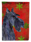 Scottish Terrier Red and Green Snowflakes Holiday Christmas House Flag 28x40 Porch Sleeve Pole Decorative Outside Yard Banner Artwork Wall Hanging, Polyester