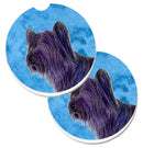 Blue Skye Terrier Car Coasters – Set of 2 - Absorbent Stone with Fun & Functional Artwork SS4739-BUCARC