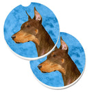 Blue Doberman Car Coasters – Set of 2 - Absorbent Stone with Fun & Functional Artwork SS4744-BUCARC