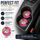 Pink Dalmatian Set of 2 Cup Holder Car Coasters Absorbent Round Sandstone Coasters Gifts for Men or Women, 2.5, Multicolor