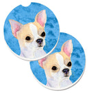 Blue Chihuahua Car Coasters – Set of 2 - Absorbent Stone with Fun & Functional Artwork SS4749-BUCARC