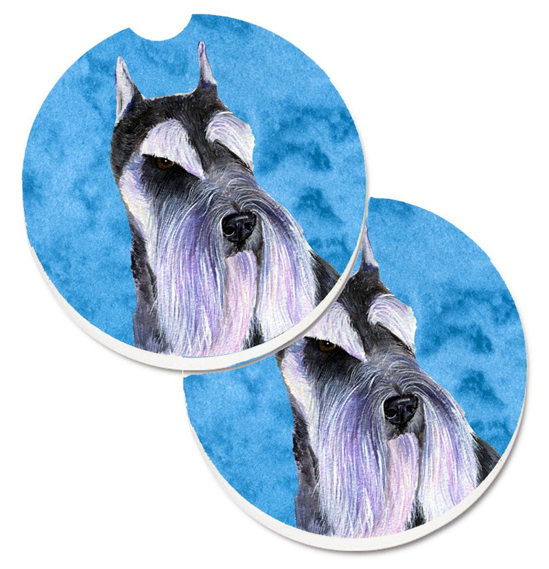 Blue Schnauzer Car Coasters – Set of 2 - Absorbent Stone with Fun & Functional Artwork SS4753-BUCARC