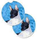 Blue Rat Terrier Car Coasters – Set of 2 - Absorbent Stone with Fun & Functional Artwork SS4756-BUCARC