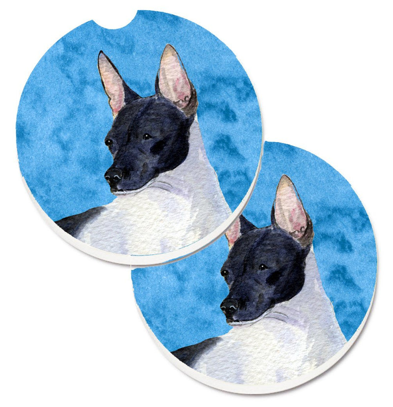 Blue Rat Terrier Car Coasters – Set of 2 - Absorbent Stone with Fun & Functional Artwork SS4756-BUCARC