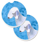 Blue Bedlington Terrier Car Coasters – Set of 2 - Absorbent Stone with Fun & Functional Artwork SS4759-BUCARC