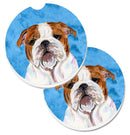 Blue English Bulldog Car Coasters – Set of 2 - Absorbent Stone with Fun & Functional Artwork SS4760-BUCARC