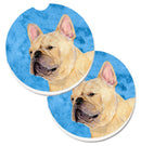 Blue French Bulldog Car Coasters – Set of 2 - Absorbent Stone with Fun & Functional Artwork SS4761-BUCARC