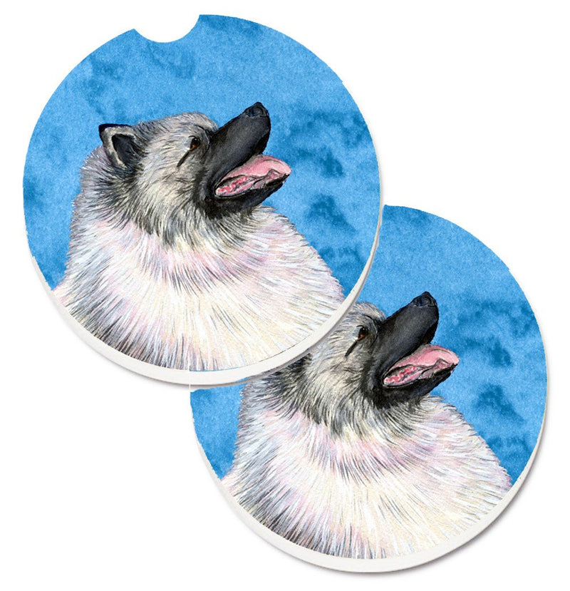 Blue Keeshond Car Coasters – Set of 2 - Absorbent Stone with Fun & Functional Artwork SS4764-BUCARC