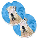 Blue Soft Coated Wheaten Terrier Car Coasters – Set of 2 - Absorbent Stone with Fun & Functional Artwork SS4769-BUCARC