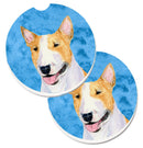 Blue Bull Terrier Car Coasters – Set of 2 - Absorbent Stone with Fun & Functional Artwork SS4772-BUCARC
