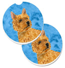 Blue Norwich Terrier Car Coasters – Set of 2 - Absorbent Stone with Fun & Functional Artwork SS4775-BUCARC