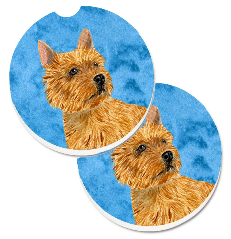Blue Norwich Terrier Car Coasters – Set of 2 - Absorbent Stone with Fun & Functional Artwork SS4775-BUCARC