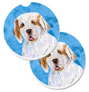 Blue Clumber Spaniel Car Coasters – Set of 2 - Absorbent Stone with Fun & Functional Artwork SS4776-BUCARC