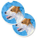Blue Jack Russell Terrier Car Coasters – Set of 2 - Absorbent Stone with Fun & Functional Artwork SS4780-BUCARC