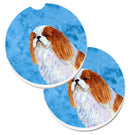 Blue English Toy Spaniel Car Coasters – Set of 2 - Absorbent Stone with Fun & Functional Artwork SS4783-BUCARC