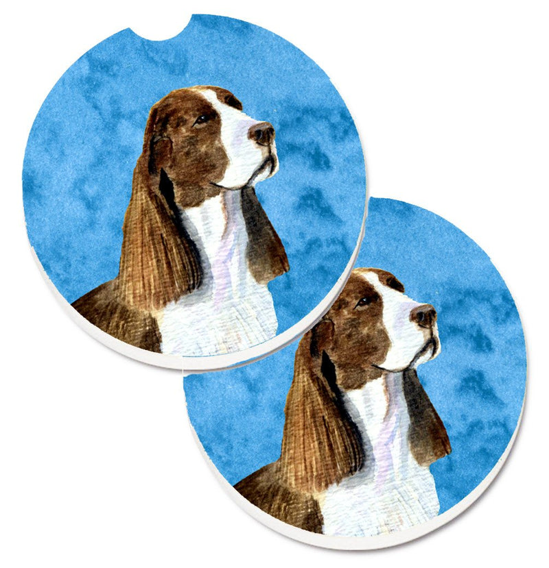 Blue Springer Spaniel Car Coasters – Set of 2 - Absorbent Stone with Fun & Functional Artwork SS4789-BUCARC