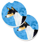 Blue Basenji Car Coasters – Set of 2 - Absorbent Stone with Fun & Functional Artwork SS4790-BUCARC