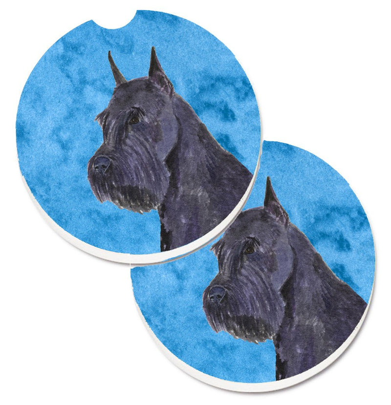 Blue Schnauzer Car Coasters – Set of 2 - Absorbent Stone with Fun & Functional Artwork SS4799-BUCARC