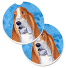 Blue Basset Hound Car Coasters – Set of 2 - Absorbent Stone with Fun & Functional Artwork SS4804-BUCARC