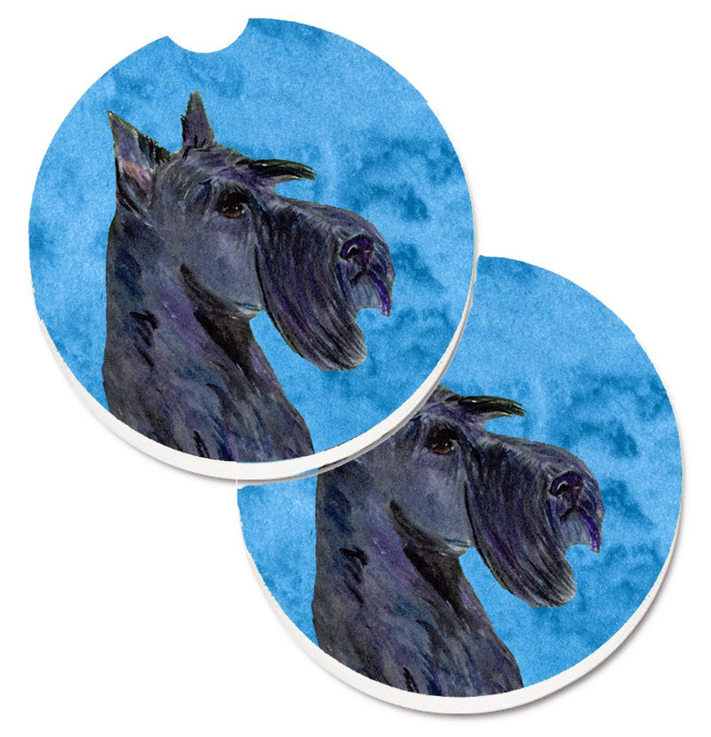 Blue Scottish Terrier Car Coasters – Set of 2 - Absorbent Stone with Fun & Functional Artwork SS4805-BUCARC