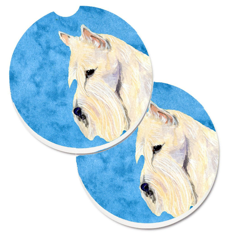 Blue Wheaten Scottish Terrier Car Coasters – Set of 2 - Absorbent Stone with Fun & Functional Artwork SS4806-BUCARC