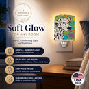 Dalmatian Easter Eggtravaganza Ceramic Night Light Compact, UL-Certified, Ideal for Bedroom, Bathroom, Nursery, Hallway, Kitchen, 6x4x3, Multicolor