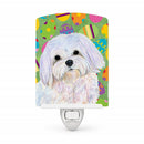 Maltese Easter Eggtravaganza Ceramic Night Light Compact, UL-Certified, Ideal for Bedroom, Bathroom, Nursery, Hallway, Kitchen, 6x4x3, Multicolor