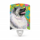 Keeshond Easter Eggtravaganza Ceramic Night Light Compact, UL-Certified, Ideal for Bedroom, Bathroom, Nursery, Hallway, Kitchen, 6x4x3, Multicolor